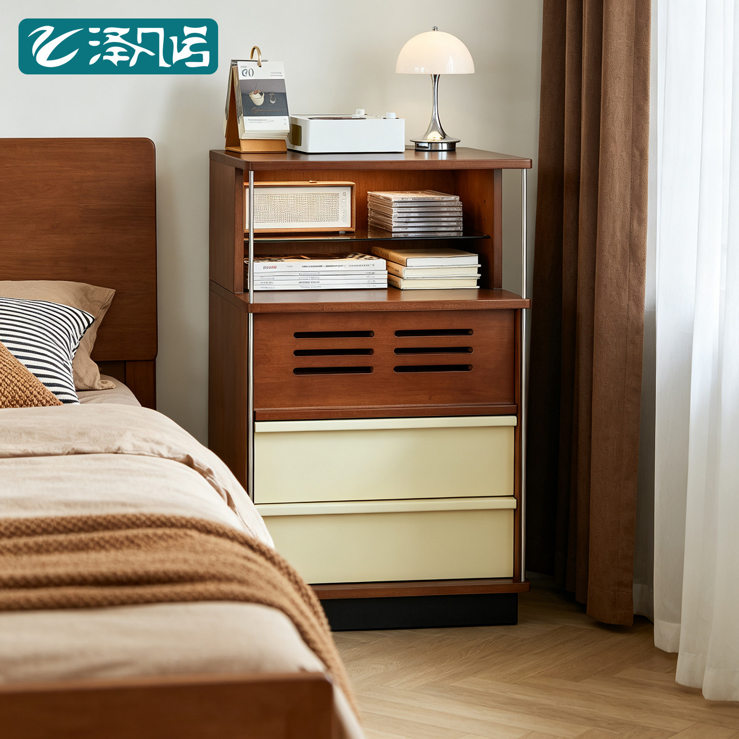 实木拼色复古抽屉斗柜