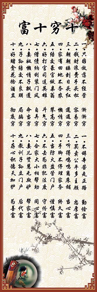 m768海报印展板写真喷绘贴纸906名家格言陶朱公生意经十穷十富