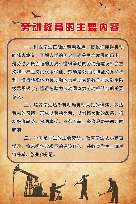m769学校生劳动教育的主要内容宣传挂图墙贴画纸展板海报印制2224