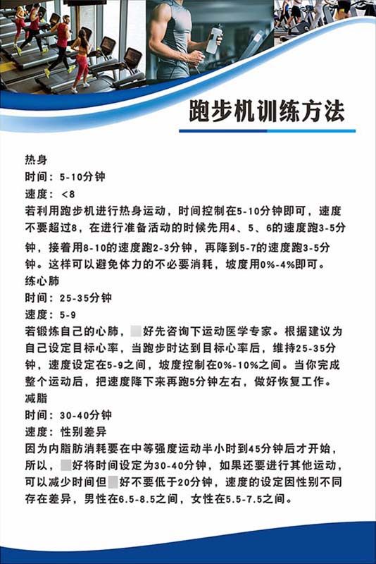 m769健身房跑步机训练方法常识挂图贴画kt展板写真海报印制2871