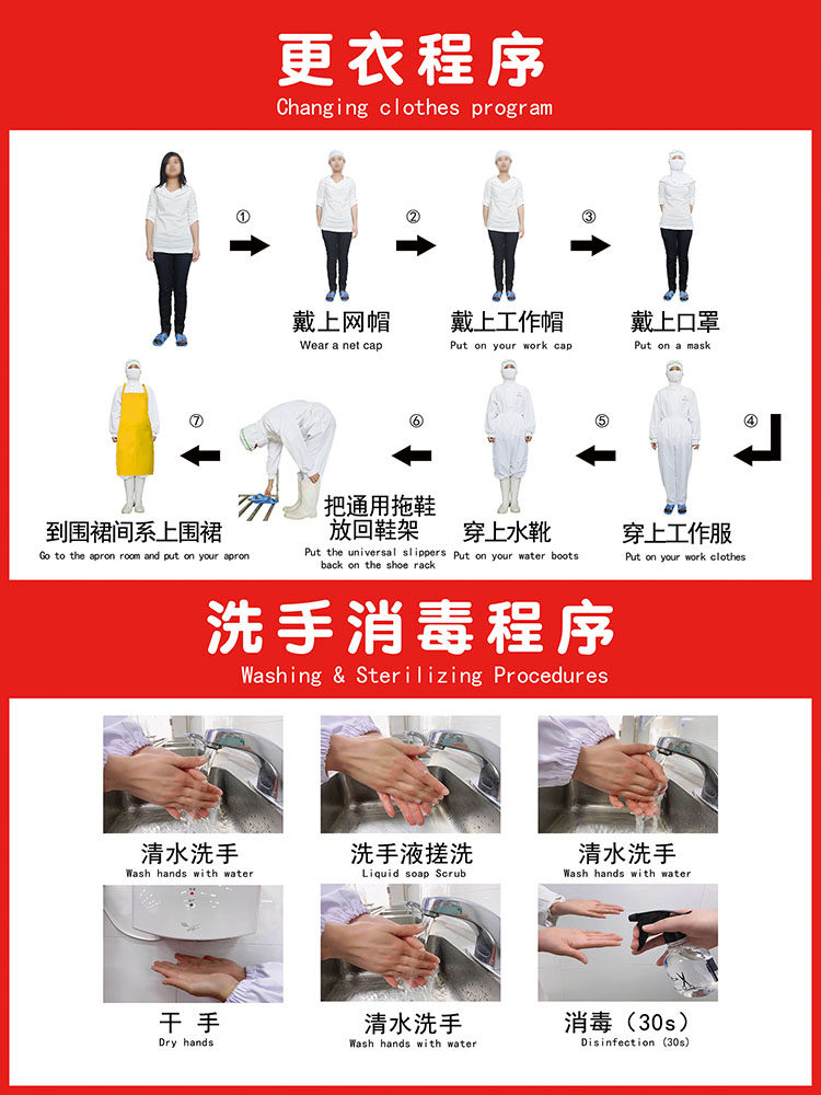 m769食品厂进无尘车间更衣洗手消毒程序示意图贴697写真海报印制