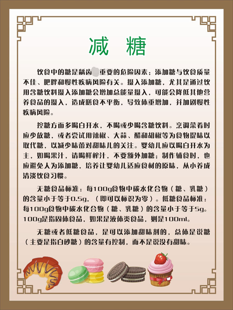 m768健康生活方式三减三健控制饮食减糖92减糖控糖海报印制4-1