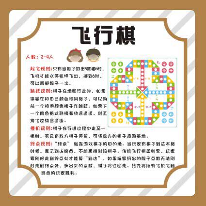 m771幼儿园棋类区飞行棋玩法游戏规则海报印制展板墙贴纸挂图1981