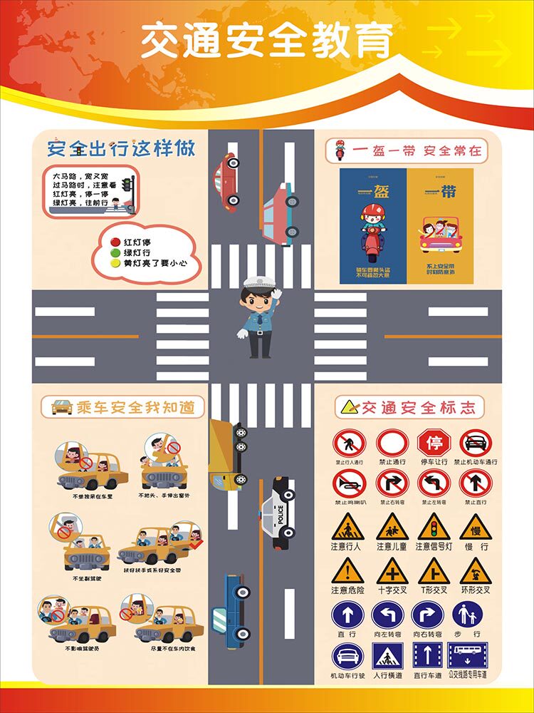 m769校园交通安全教育知识宣传墙贴1275kt展板海报挂画写真印制
