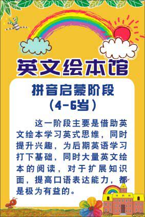 m771英文绘本馆阅读学习年龄拼音启蒙阶段4至6岁海报印制展板1276