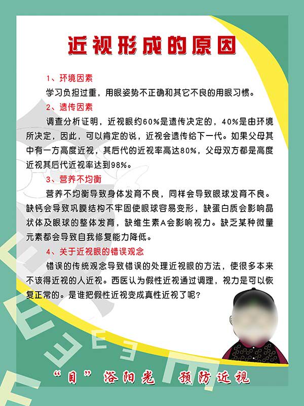 m769近视形成的原因知常识科普宣传挂图上墙贴画写真海报印制2384