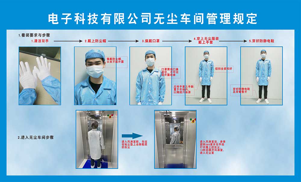 m771电子厂进入无尘车间步骤着装要求管理规定贴图纸海报印制902