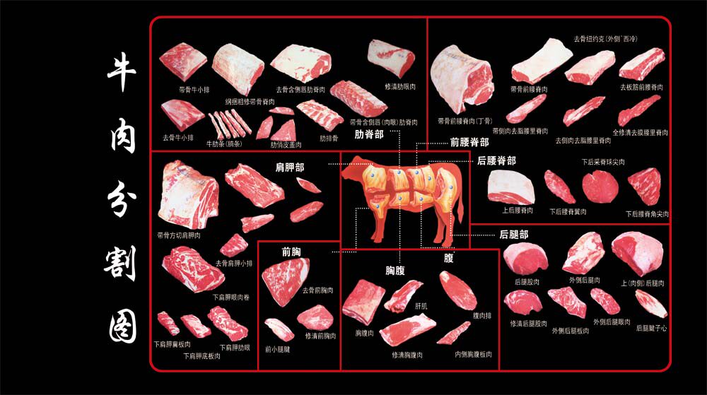 767海报印制展板写真喷绘贴纸393市场超市牛肉分割切部位图