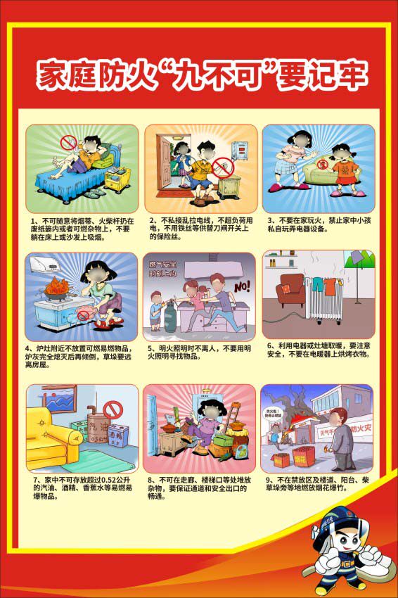m771秋冬季家庭防火安全须知消防常识海报定印制展板写真贴纸576