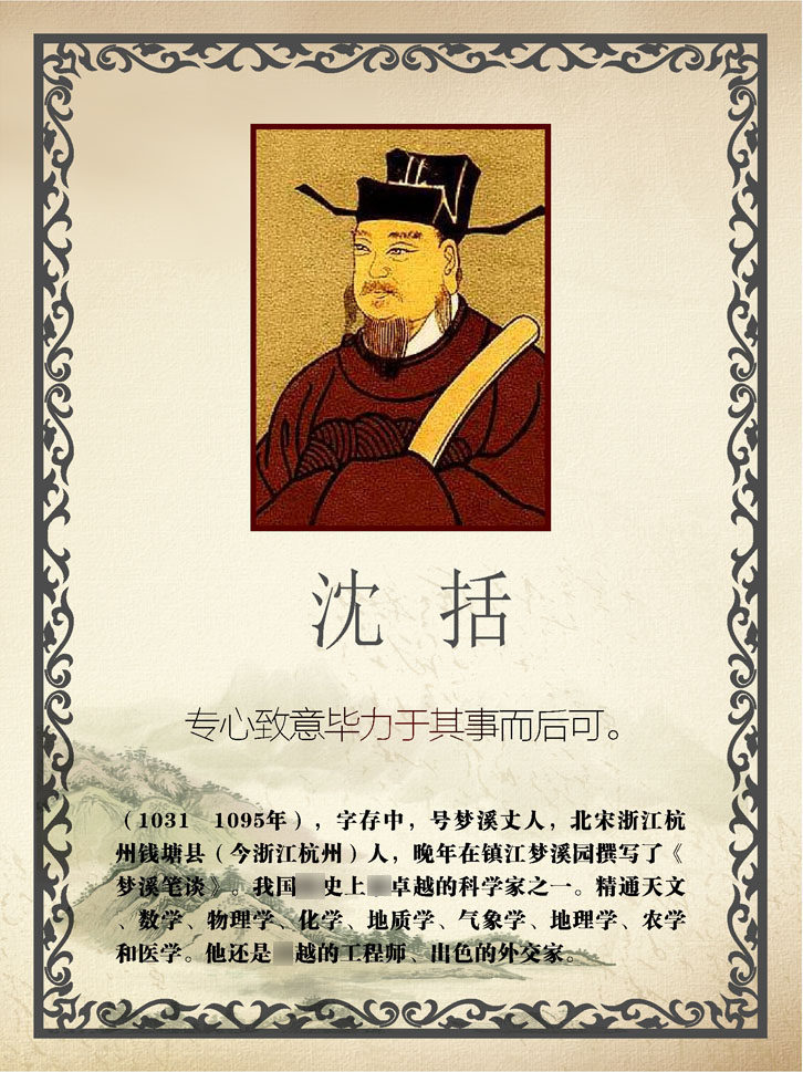 757海报印制展板写真喷绘161学校园古代名人名言简介绍沈括挂画