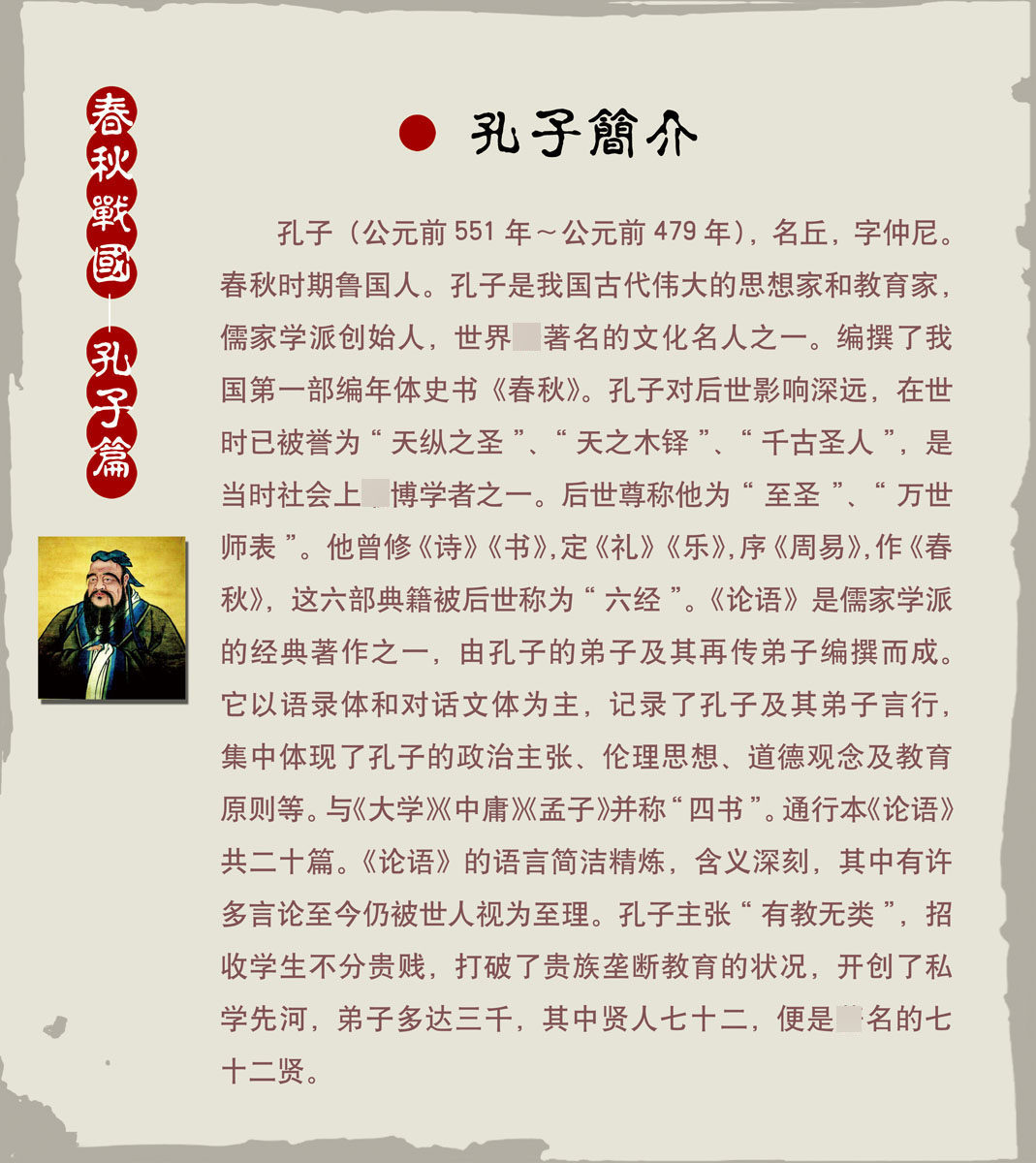623海报印制写真墙贴纸挂壁画喷绘展板素材254历史名人孔子简介