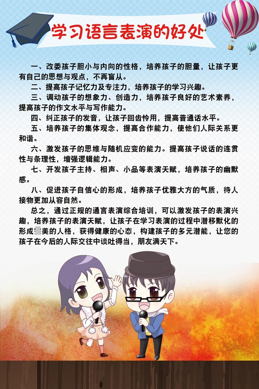m769少儿口才播音主持演讲培训班学校学习语言表演的好处840海报