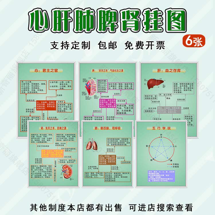 732医院五脏心肝肺脾肾五行学说挂图海报印制kt展板写真喷绘257