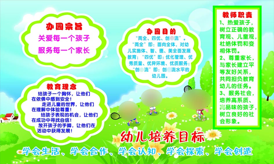 海报印制18幼儿园教育理念宗旨教师职责海报展板墙画写真喷绘1089