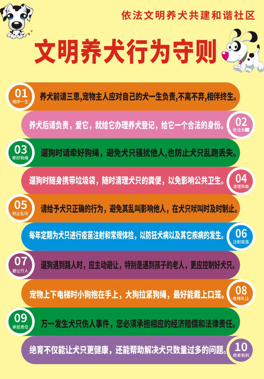 m768物业小区文明养犬守则温馨提示1899海报印制展板写真喷绘贴画