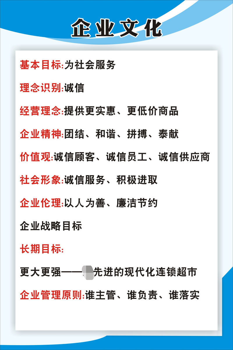 m769超市商场企业文化诚信经营标语上墙检查挂图532海报印制8-1