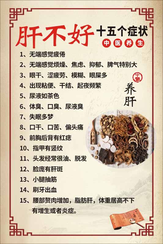 m771中医养生肝不好十五个症状问题表现海报印制展板喷绘贴纸548