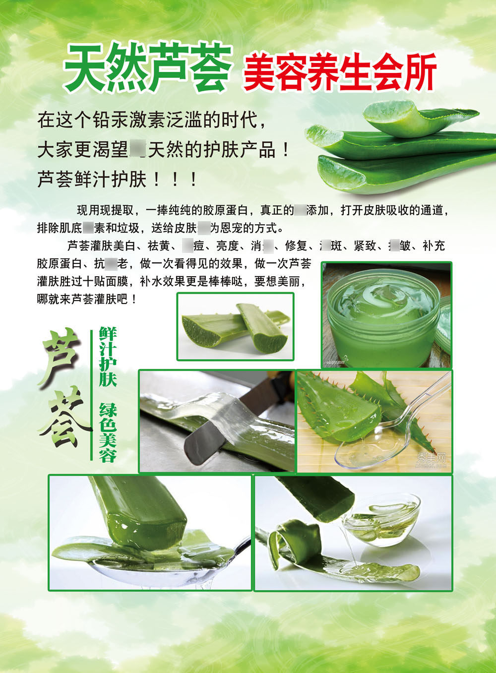 m768美容院面部皮肤管理芦荟灌肤宣传画1814海报印制展板写真喷绘