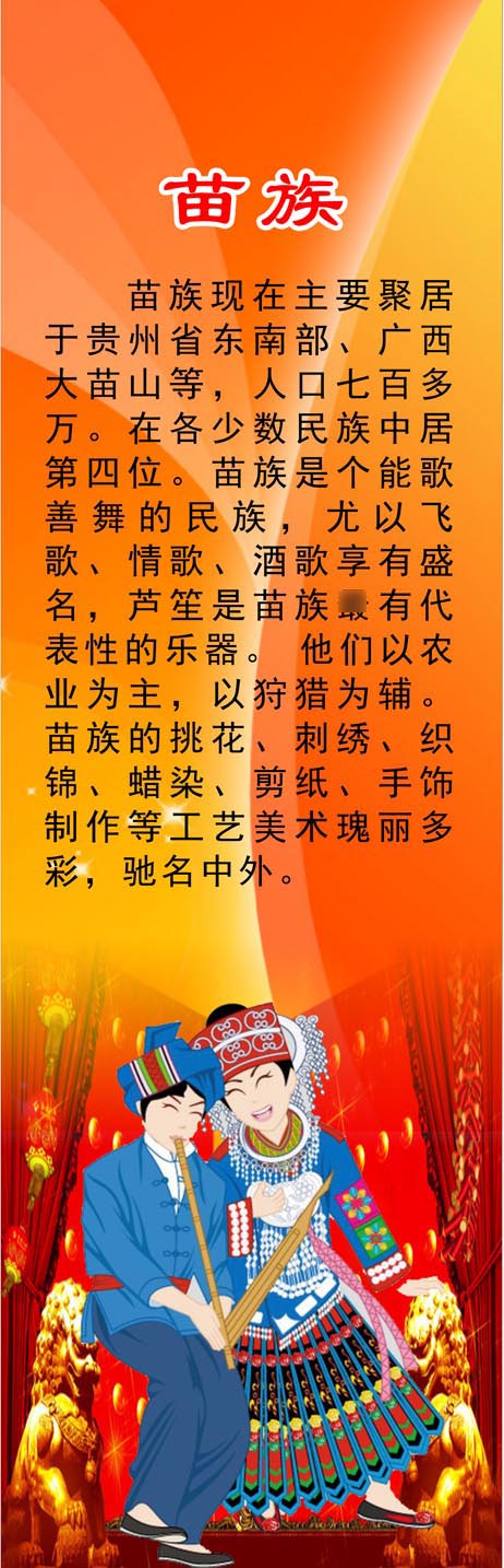 762海报印制展板喷绘素材539五十六56个民族风俗简介绍苗族展架