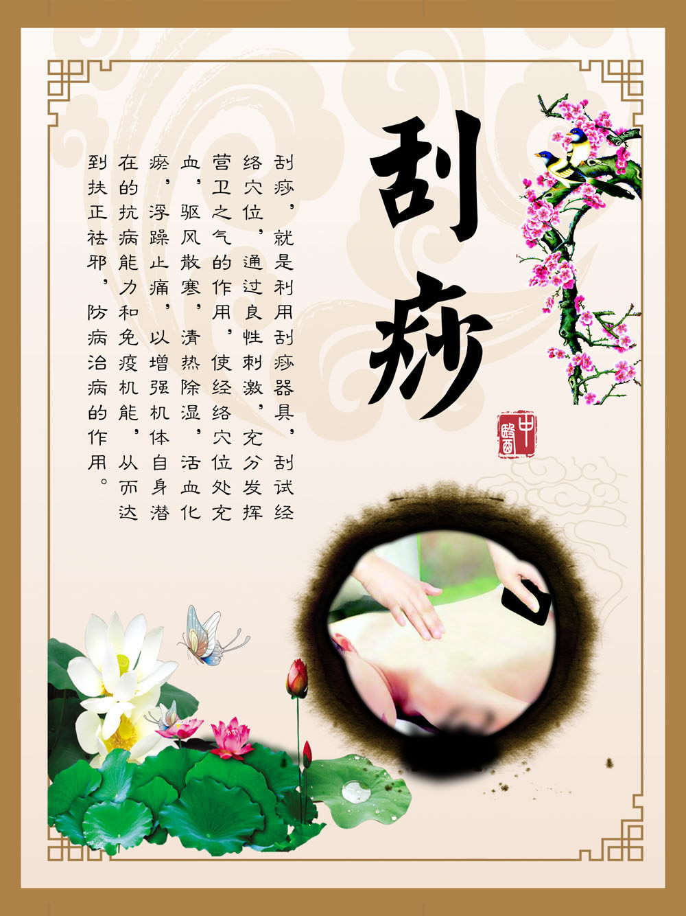 763海报印制展板写真素材194中医养生手法刮痧简介绍挂图画