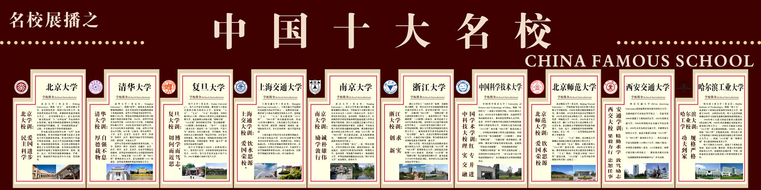 762海报印制展板写真素材579学校园文化墙中国十大名校风采展示图