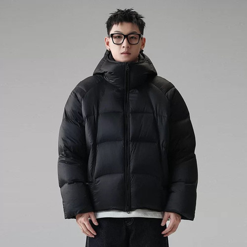 90白鸭绒高领连帽防风羽绒服