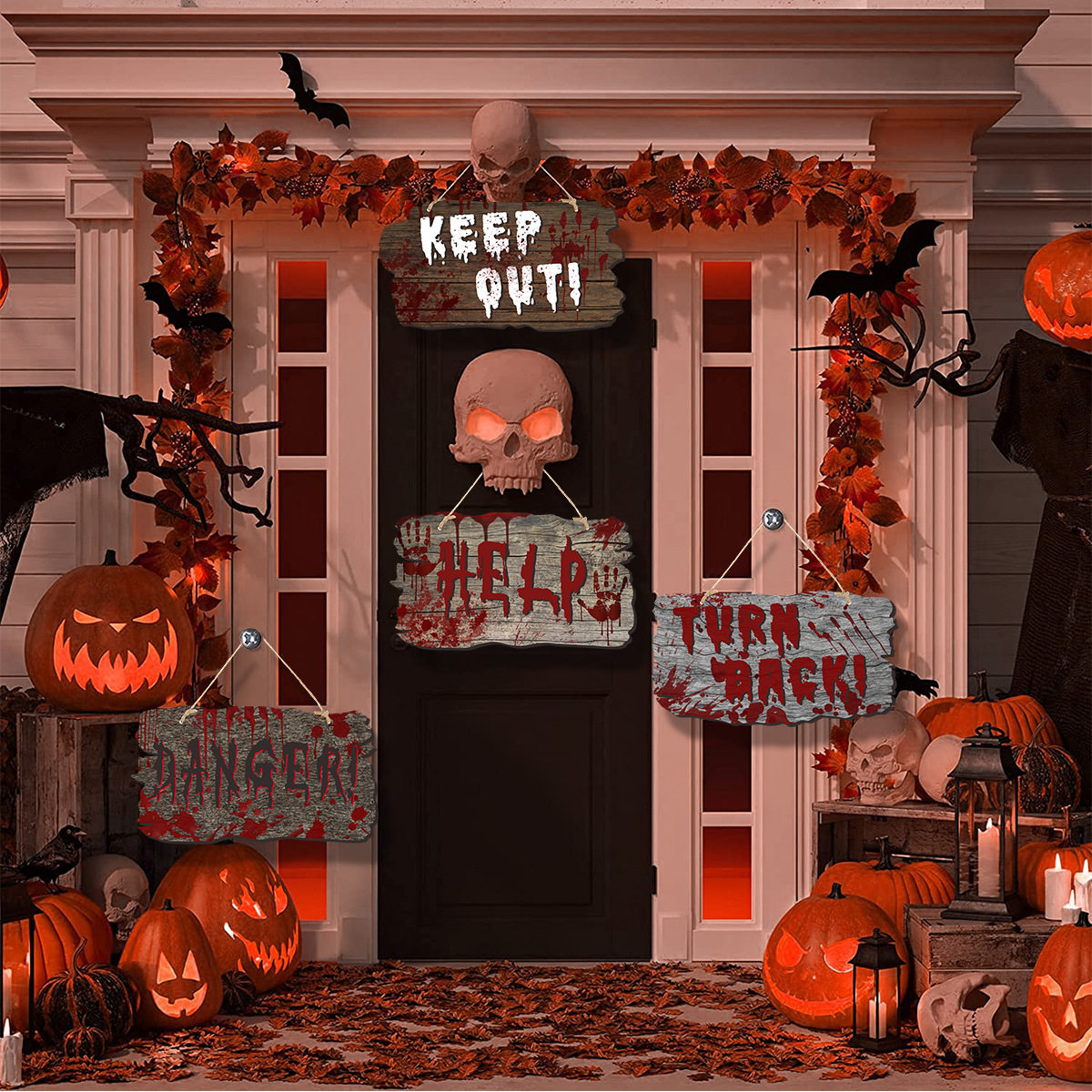 Halloween万圣节装扮恐怖主题墙壁挂件吊饰场景布置酒吧门头门牌
