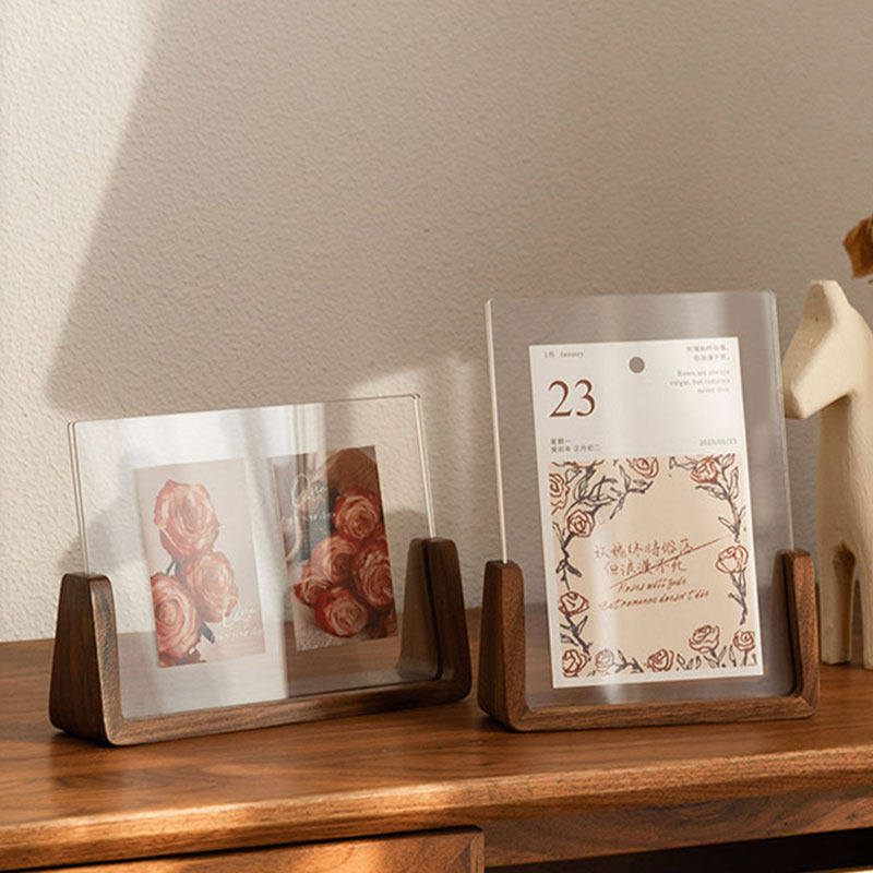 浪漫玫瑰日历相框摆台高质感实木