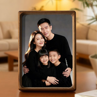 高级感海马体全家福大相框空框实木摆台定制洗照片册8寸装裱挂墙