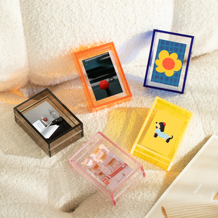 拍立得相框迷你透明亚克力小卡展示架画框空框定制洗照片6寸摆台