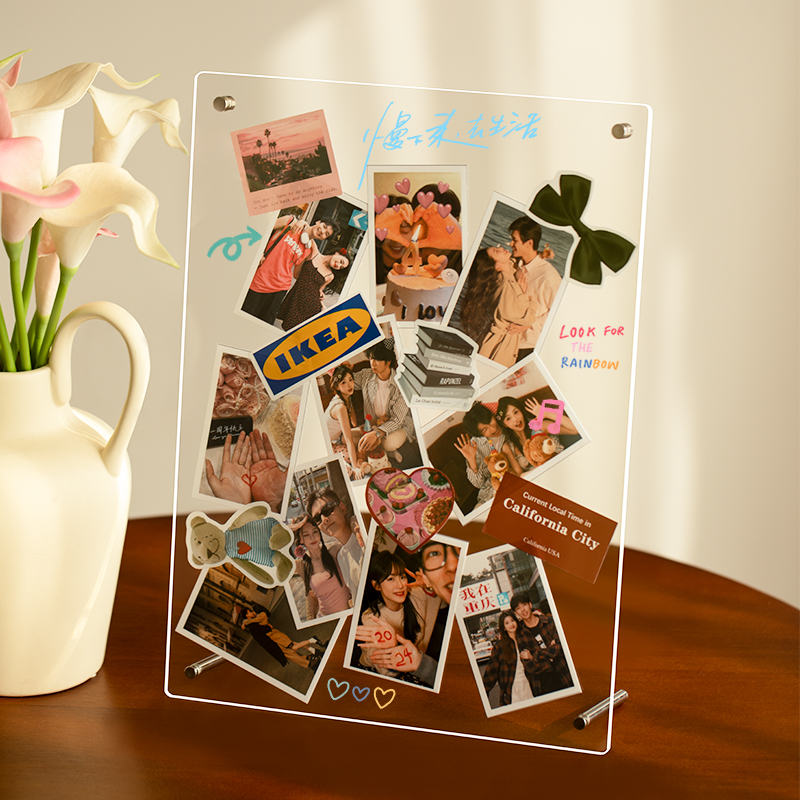 情侣拍立得亚克力透明相框摆台定制diy贴洗照片创意周年纪念礼物