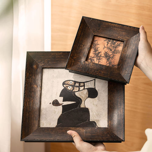 中古实木复古画框国画拼图