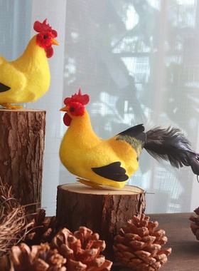 仿真小公鸡幼儿园田园森系摆件