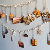 木夹子照片墙装 饰藤圈拉花挂件星星月亮藤球空中吊饰幼儿墙饰挂件