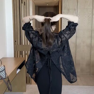 小众设计感大码防晒衬衫女夏款薄款披肩外套衬衣2026新款雪纺上衣