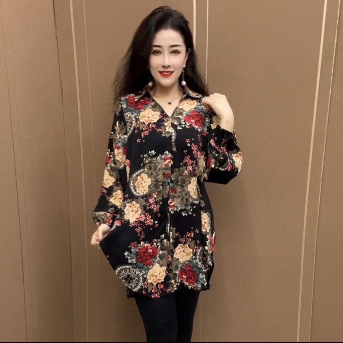 中长款衬衫夏季新款宽松大码遮肚子显瘦妈妈装200斤长袖防晒上衣图片