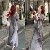 雪纺衬衫 女夏薄款 开衫 后背开叉小衫 外套设计感小众防晒上衣空调衫