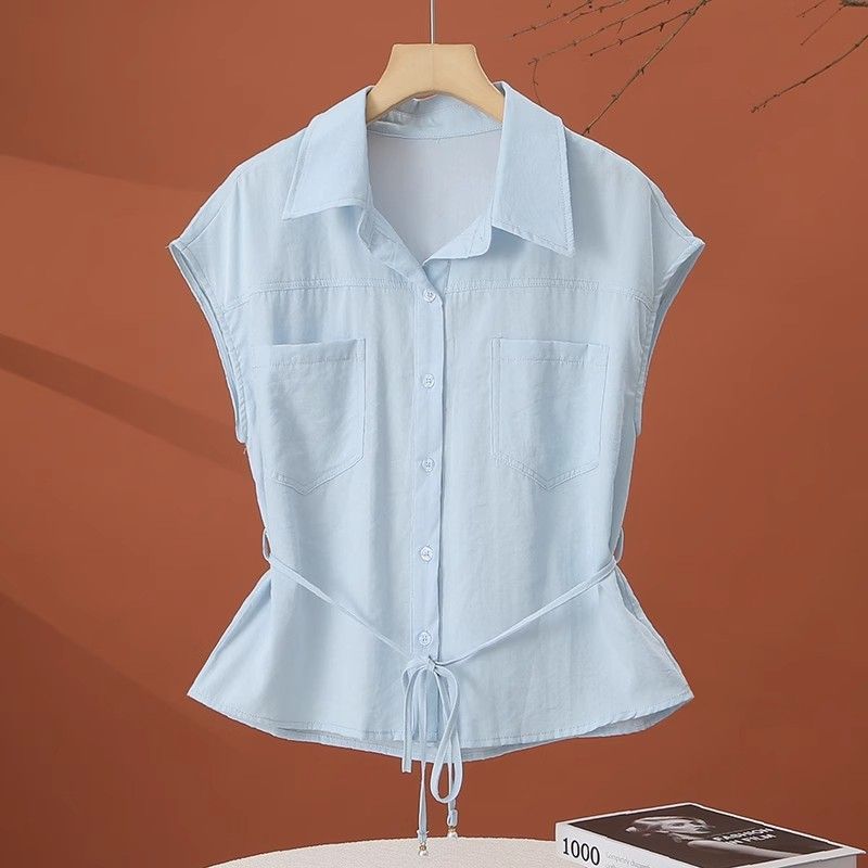2025夏季新款韩版时尚气质百搭显瘦短袖衬衫女夏时尚百搭单件上衣