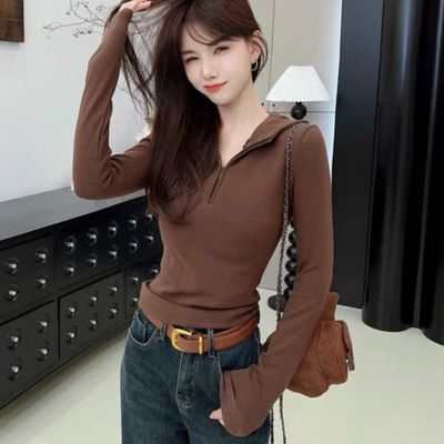 卡卡女装官方旗舰店正品韩版加绒连帽卫衣T恤修身显瘦打底衫上衣