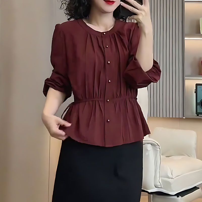大码女装胖MM文艺系带宽松显瘦单排扣衬衫时尚2025秋装新款衬衣女