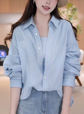 欧若风假两件衬衫女2025春秋新款通勤气质宽松显瘦衬衣小个子上衣