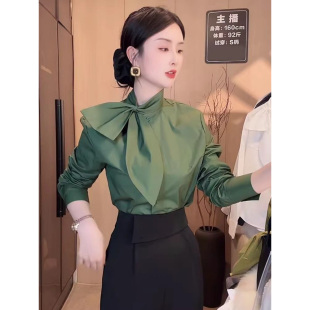 蝴蝶结长袖衬衫女2026春季新款高级感轻奢减龄洋气独特超好看衬衣