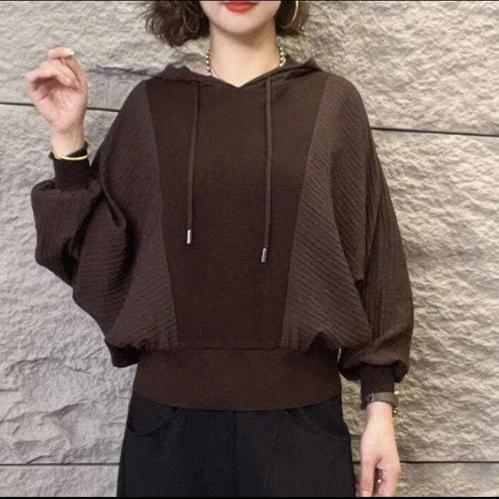 蝙蝠衫秋季妈妈拼接休闲大码针织衫G中老年女装时尚宽松长袖上衣