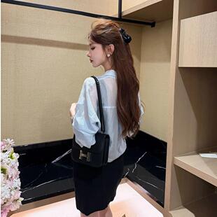 长袖 2026夏季 新薄款 衬衫 上衣 休闲衬衣显瘦防晒空调洋气女士短款