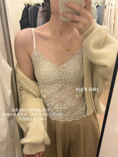 蕾丝吊带背心女带胸垫一体式 CHARM 固定杯美背内衣小胸 FULL