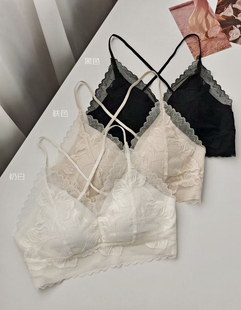 FULL OF CHARM 法式蕾丝美背抹胸女固定杯聚拢一根带裹胸内衣背心