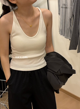 FULL OF CHARM 带胸垫一体杯美背粗螺纹工字背修身显瘦吊带打底衫