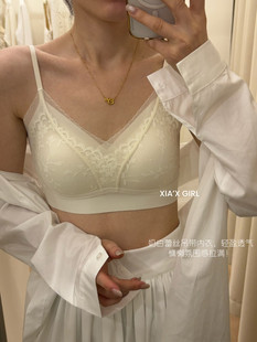 奶白蕾丝吊带背心女带胸垫一体式 CHARM 固定杯美背内衣 FULL