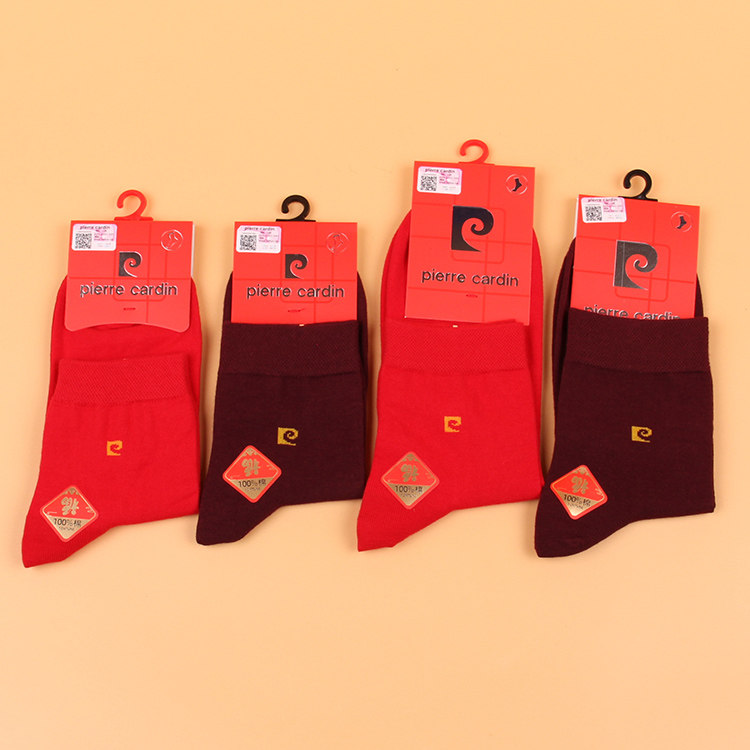 满3双包邮皮尔卡丹大红棉袜女W016 男M043纯棉100%喜庆新年本命年,女士内衣/男士内衣/家居服,中筒袜,淘宝优惠券,粉丝福利购,淘宝优惠卷