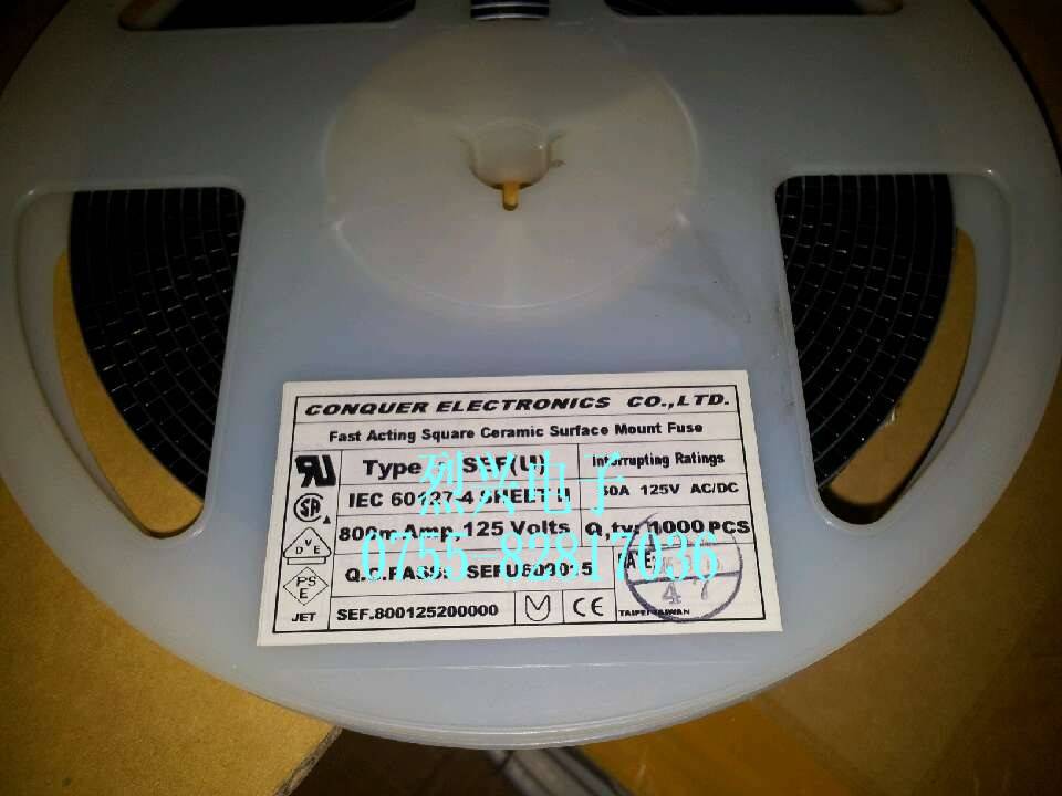 【原装现货】SEF(U) CQ F800MA/125V快熔 功德1808贴片保险丝